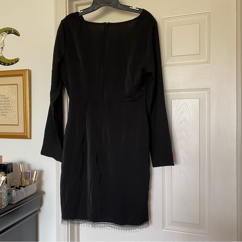 SHEIN BAE Draped Collar Fringe Wrap Hem Dress size medium - Picture 7 of 10